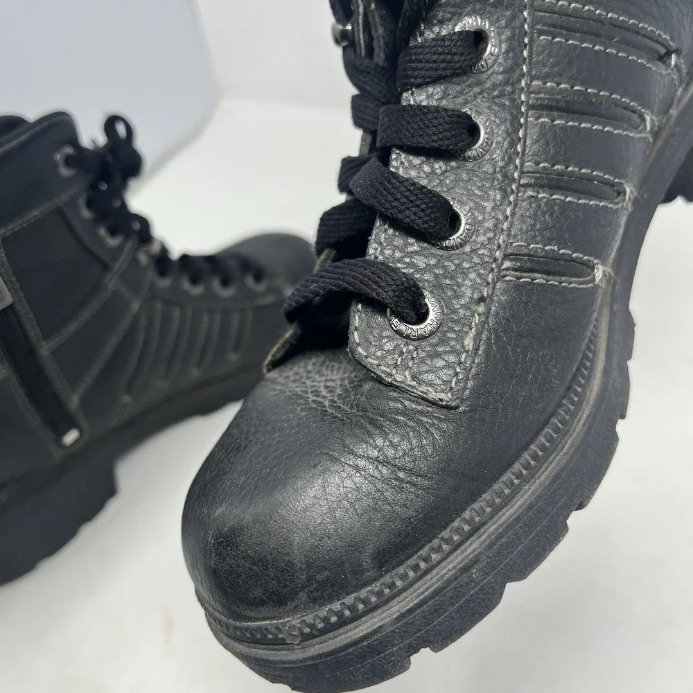 Harley-Davidson Tamia Lace Up/Side Zip Motorcycle Riding Boots Womans 8.5 Black